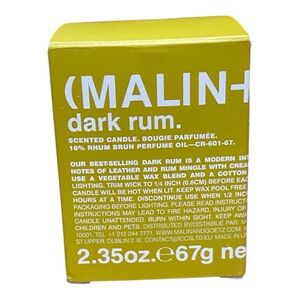 Malin Goetz Dark Rum 2.5 Oz Small Votive Candle NIB Vegetable Wax Blend
